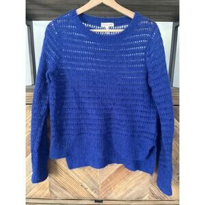 Rebecca Taylor Royal Blue Loose Weave Crewneck Alpaca and Mohair Sweater Small